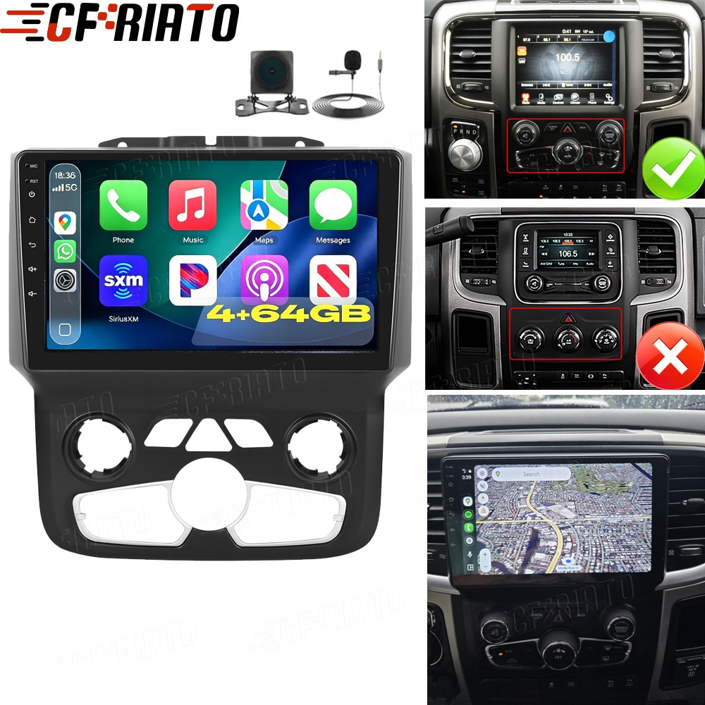 Android15 4+64GB Car Stereo Radio GPS Carplay for Dodge Ram 1500 2500 3500 13-19