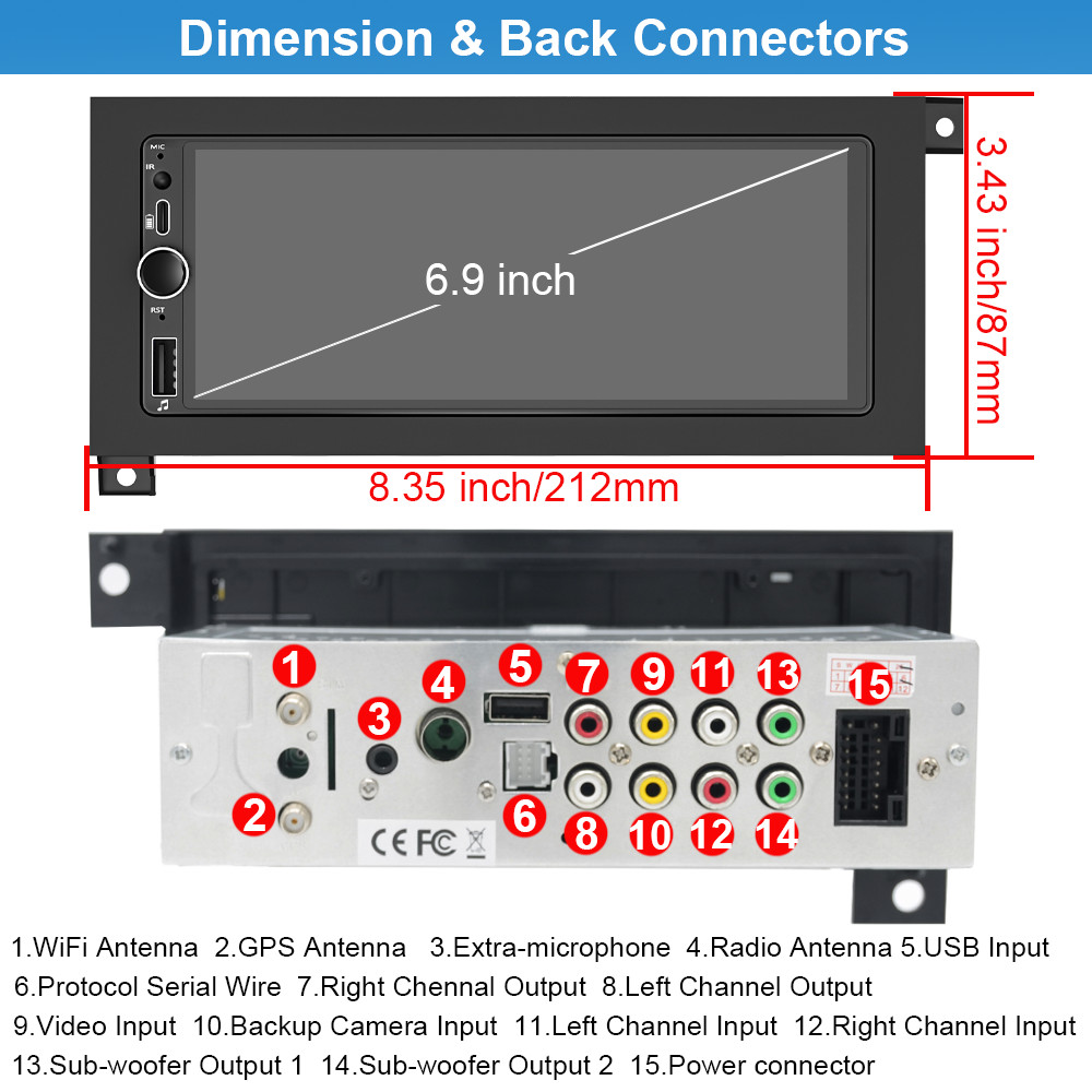 6.9″ For 1997-2002 Dodge Ram Radio Stereo Android Auto Apple CarPlay GPS Navi 4G