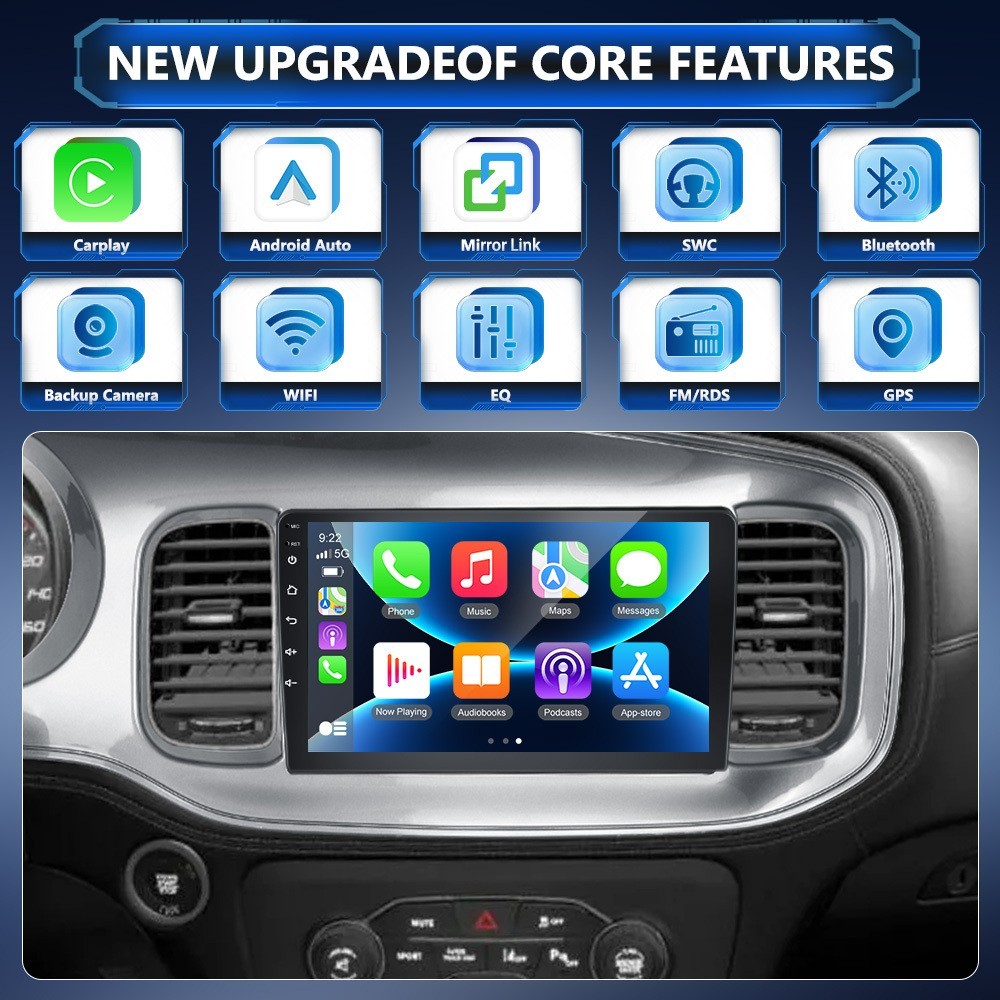 4+64GB Android 15 Car Stereo Radio GPS Navi Carplay For Dodge Charger 2011-2014