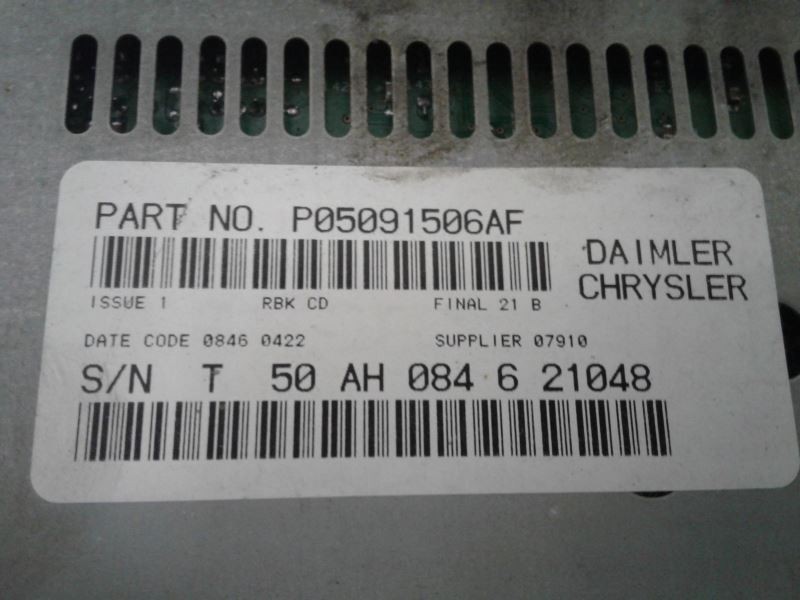 Audio Equipment Radio Receiver Radio ID Rbk Fits 02-07 CARAVAN 1237535