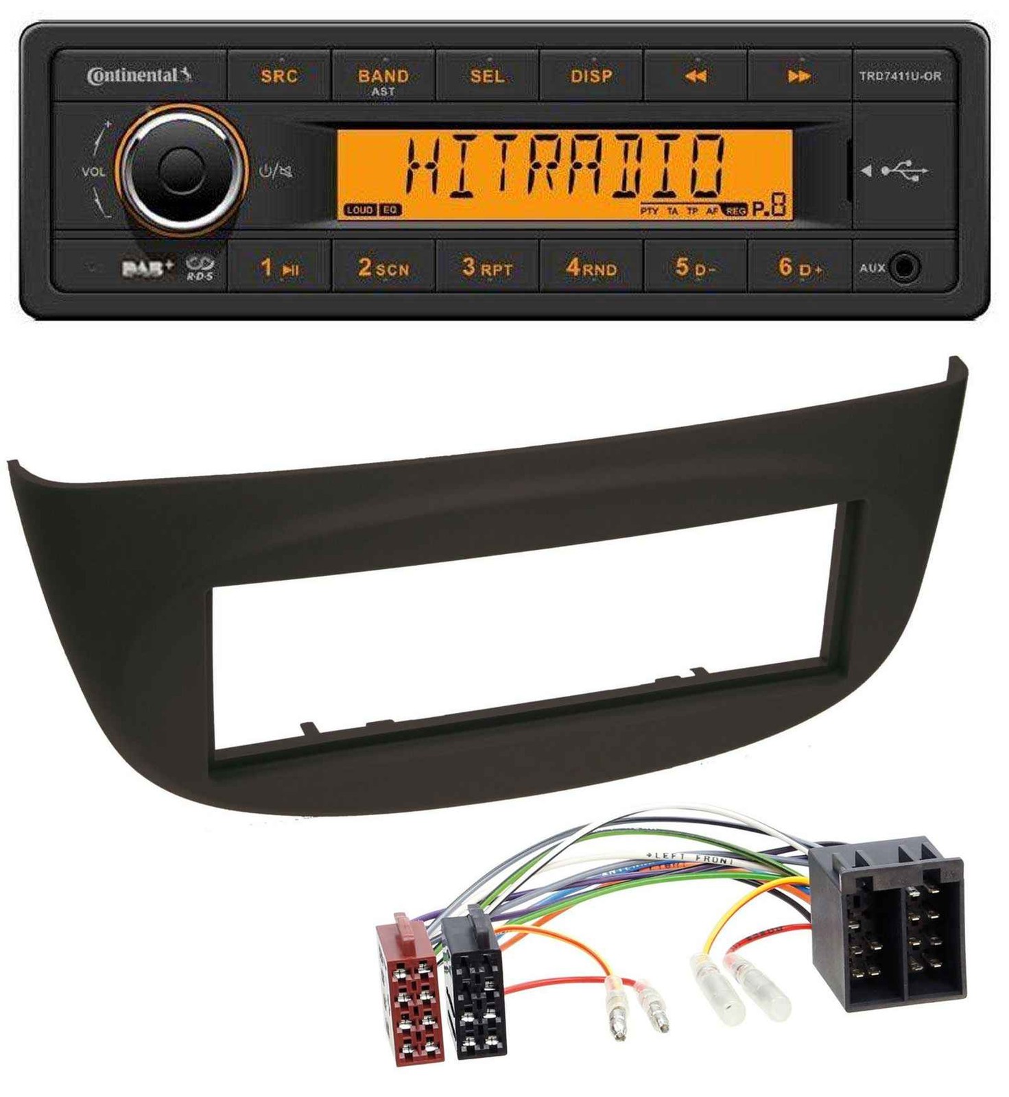 Continental 1DIN DAB MP3 AUX USB Car Stereo for Renault Twingo (07-12) Black