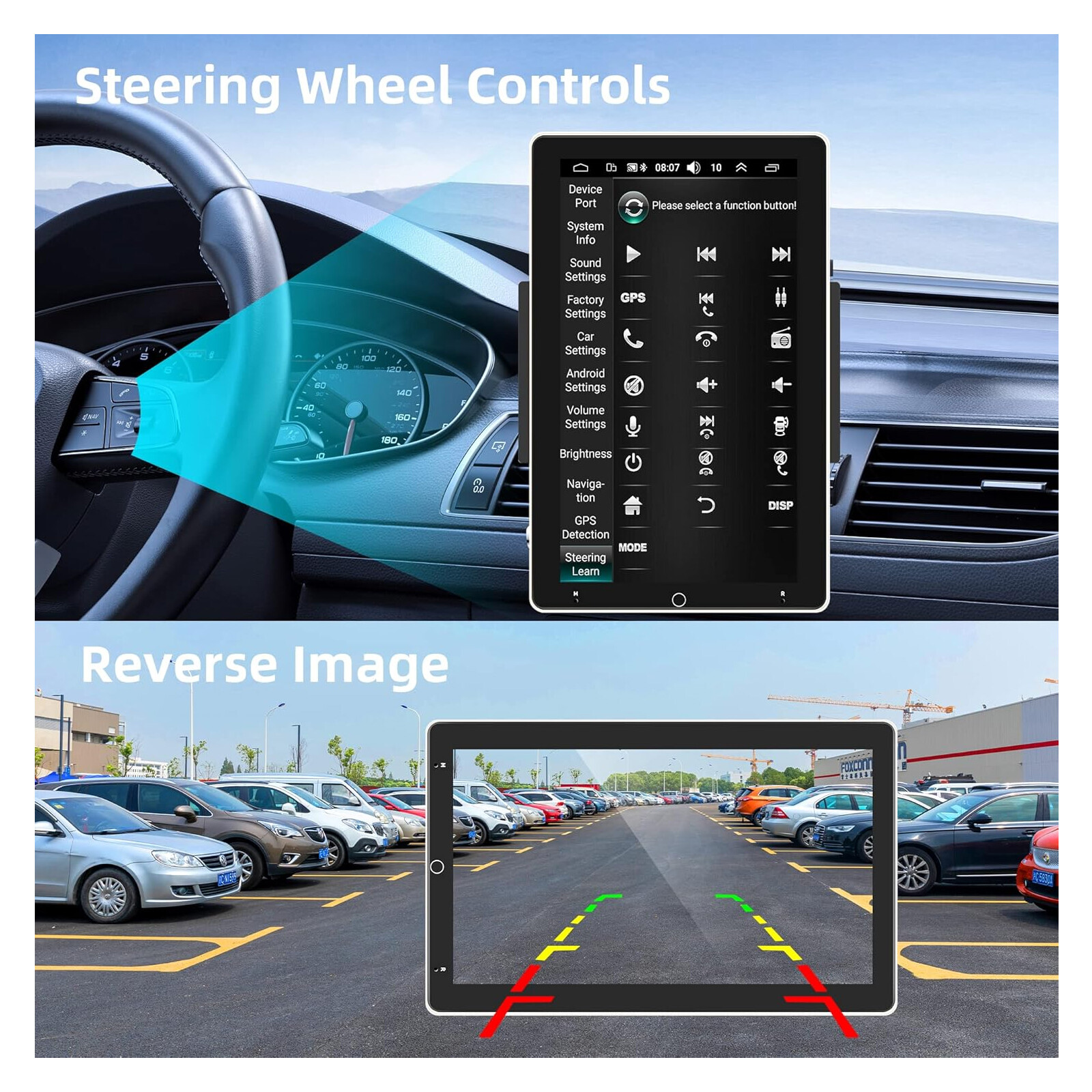 10”Rotatable Car Stereo Radio 2Din Android 13 Carplay GPS Navi Head Unit BT 32G