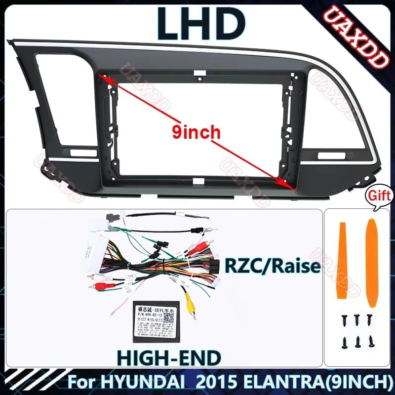 Car Radio Fascia Frame For Hyundai Elantra 2015-2019 9 Inch Double Din