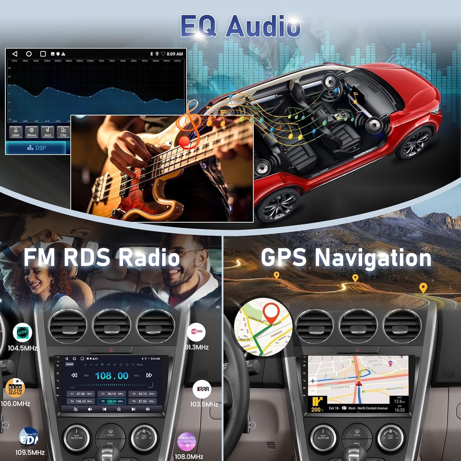 32G Apple CarPlay Car Stereo For Mazda CX-7 2007-2014 Android 13 GPS wifi Radio