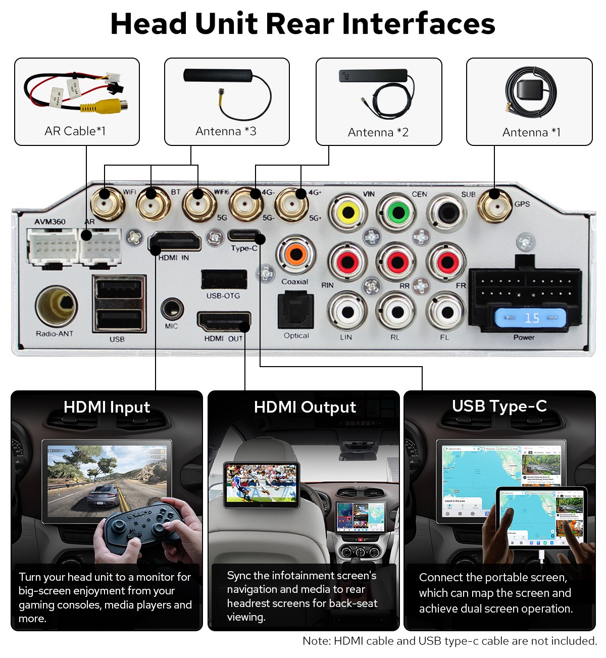 12G RAM 256G ROM HD 11.5 inch Universal Bluetooth Car Stereo Support 360 Cameras