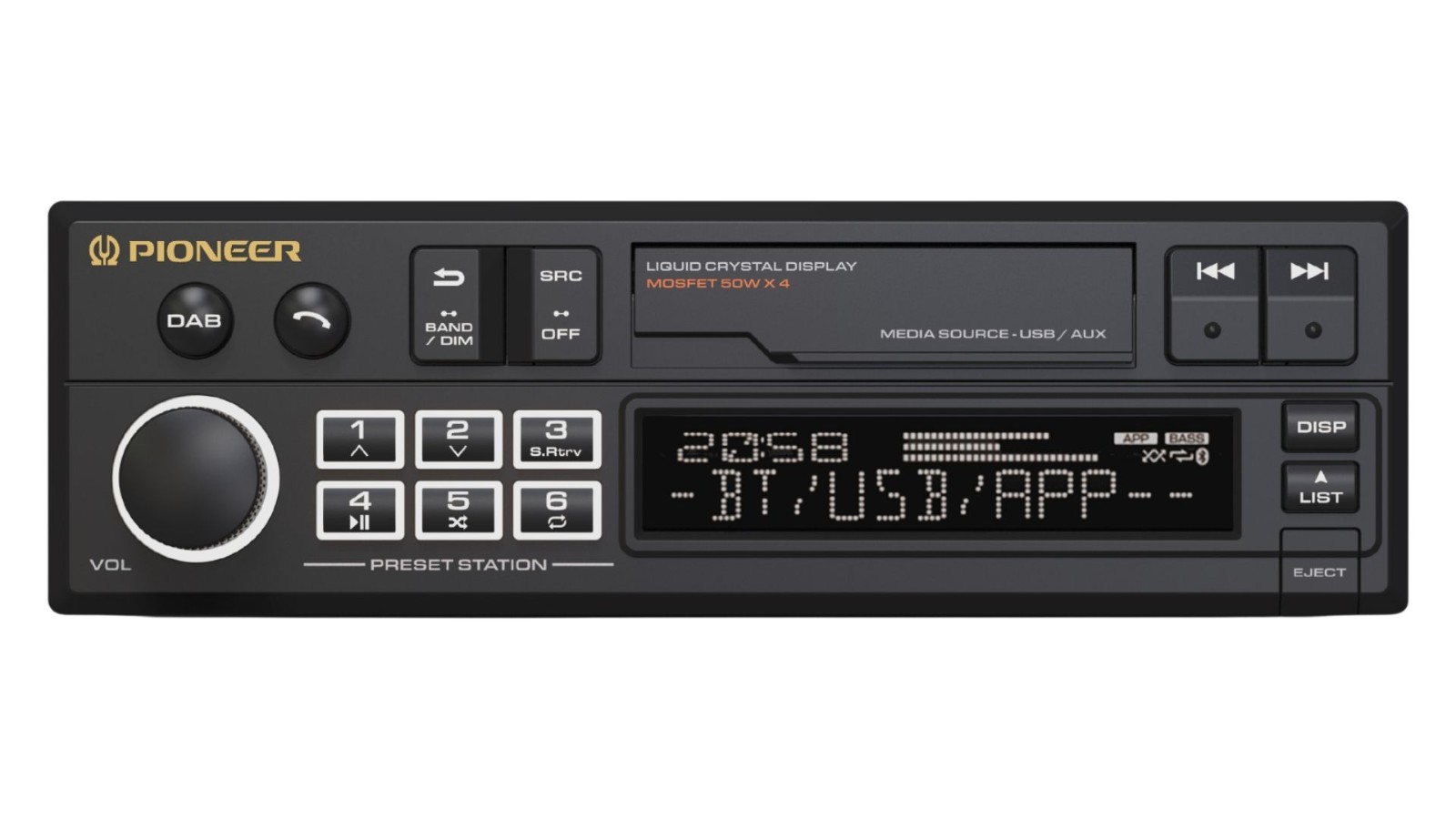 Pioneer SXT-C10PS – Retro Tape Deck Style Bluetooth DAB USB Aux Tuner Car Stereo