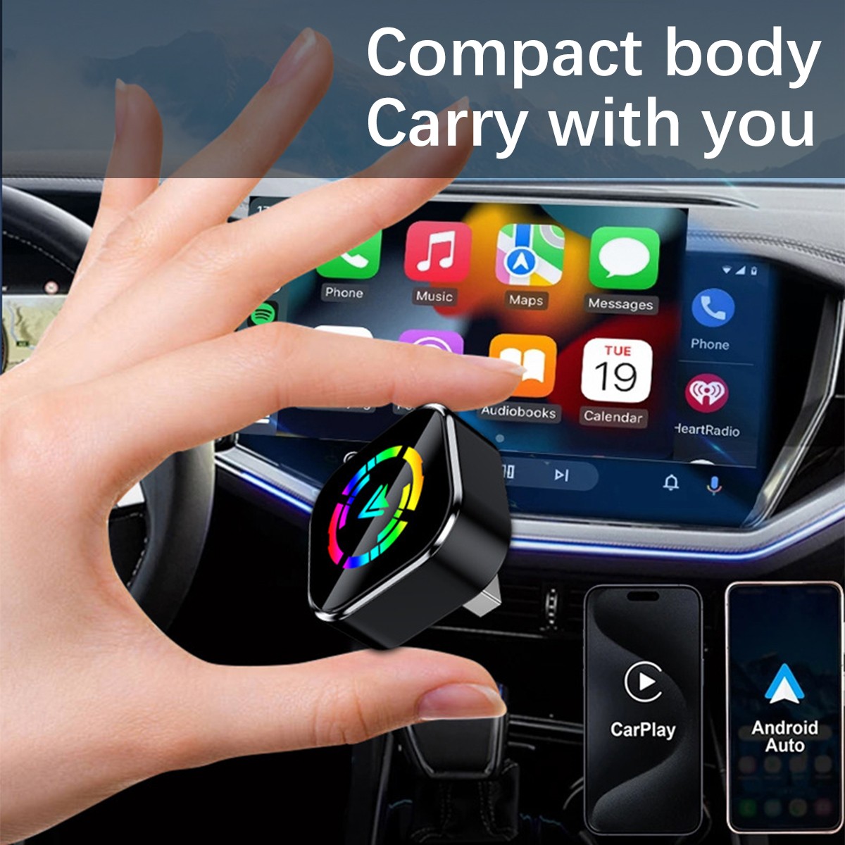 2-in-1 Wireless to Wired CarPlay Adapter / WiFi Android Auto Adapter Plug & Play