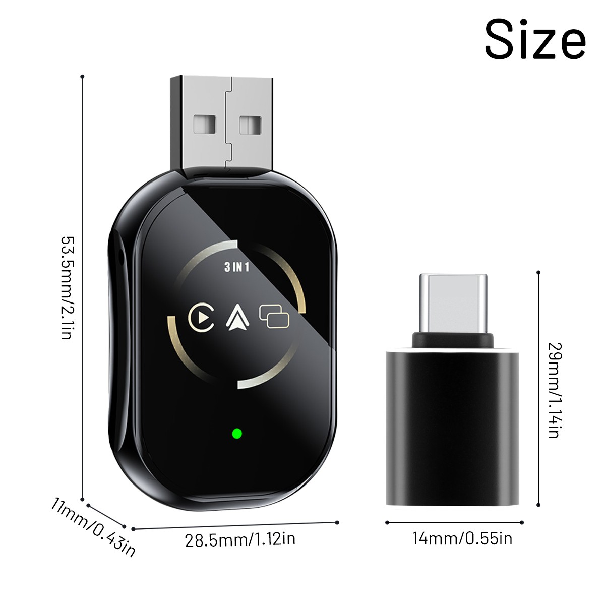 2026 Carplay Adapter Wired to Wireless CarPlay Android Auto Mirror Link 4-IN-1 –