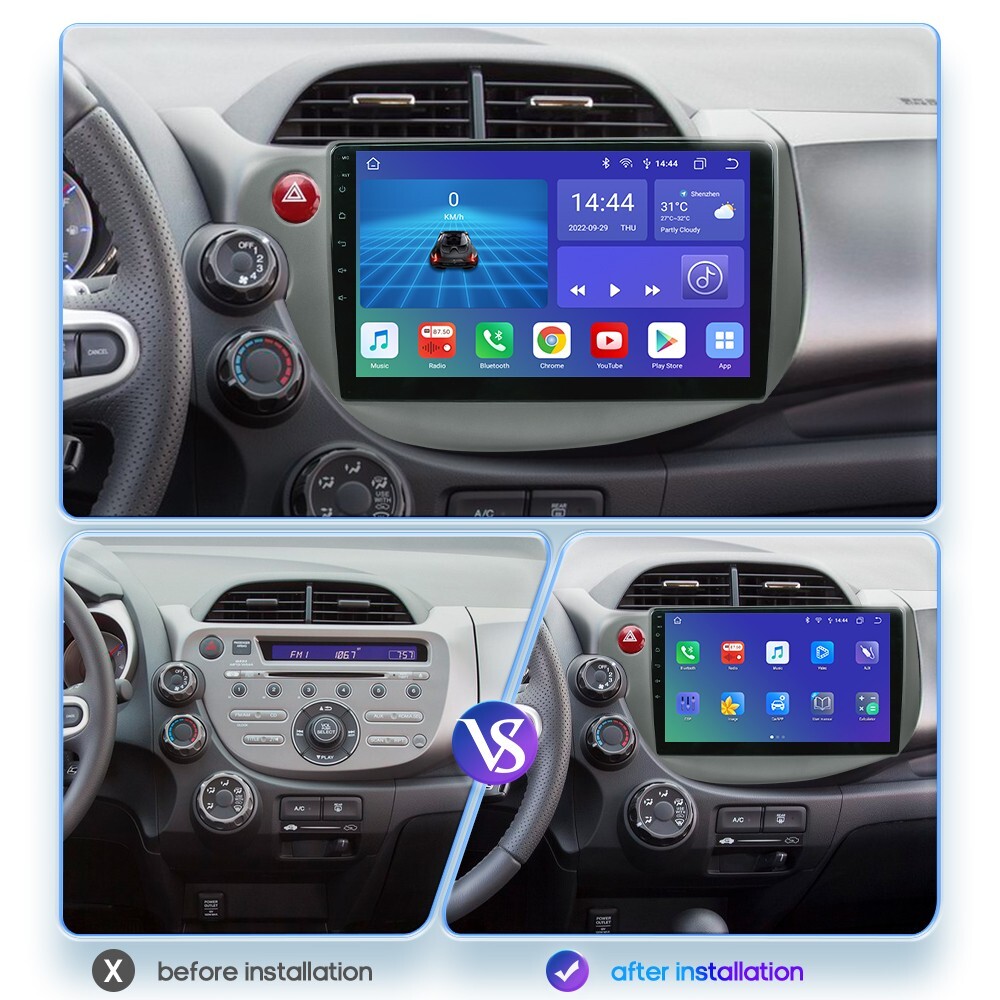 For Honda JAZZ FIT 2007-2014 10.1″ Android 14 Car Stereo Radio WIFI GPS SWC 32GB