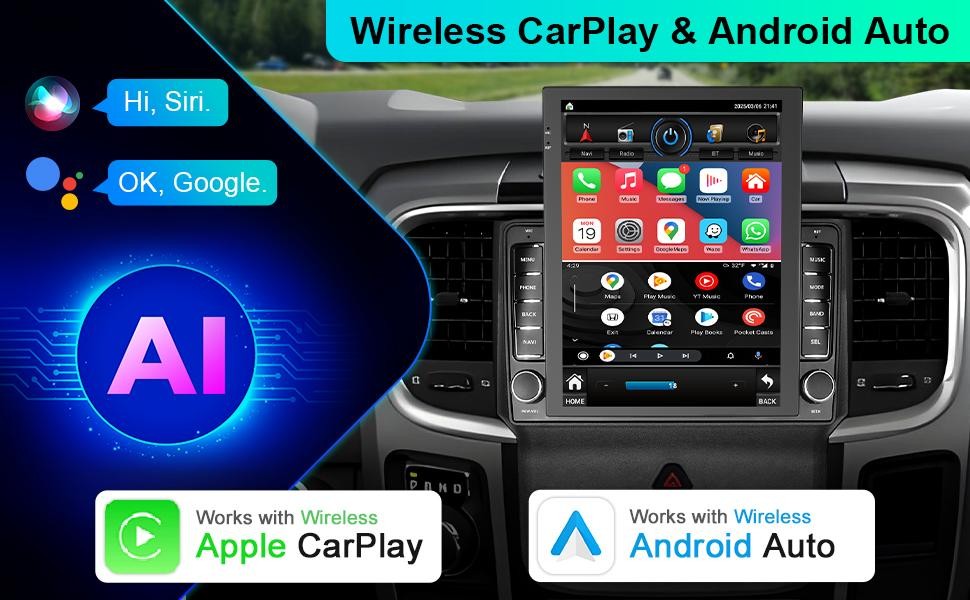 9.7″ Stereo CarPlay 2+32GB for Dodge Ram 2013-2018 GPS Radio Navigator WiFi BT