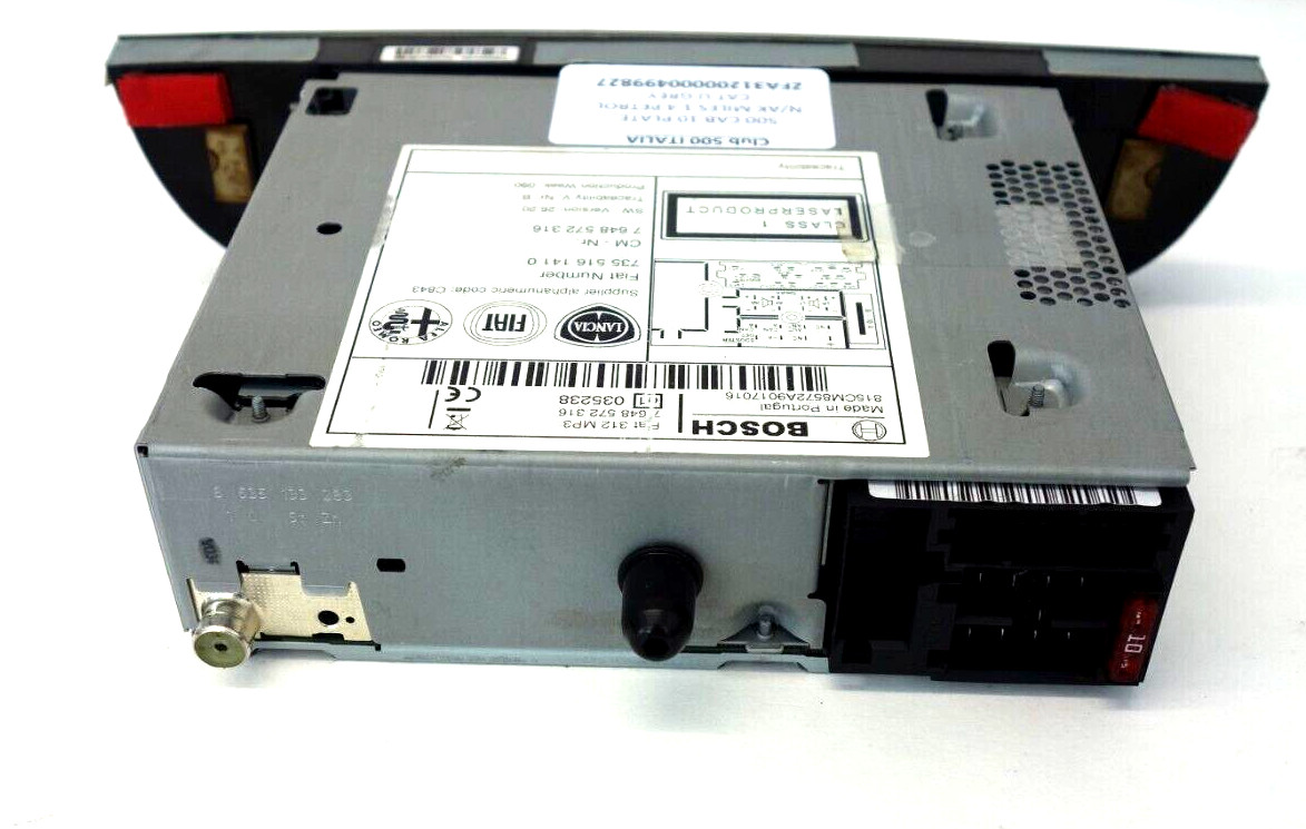 Fiat 500 Black Stereo / CD Player / Radio 2008 – 2015 comes with security code
