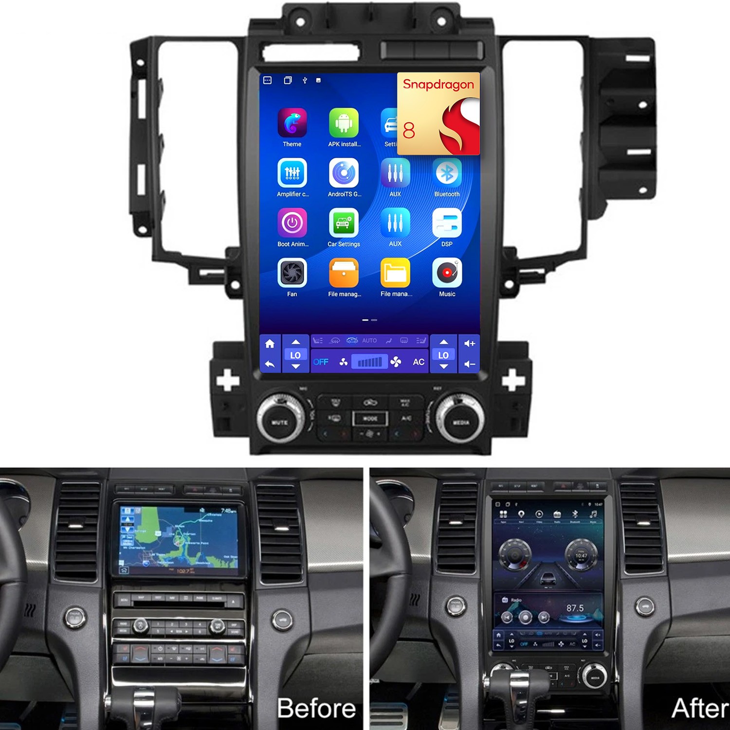 12.1″ 4+64GB Android 13 Carplay Tesla Car Stereo Radio For Ford Taurus 2010-2012
