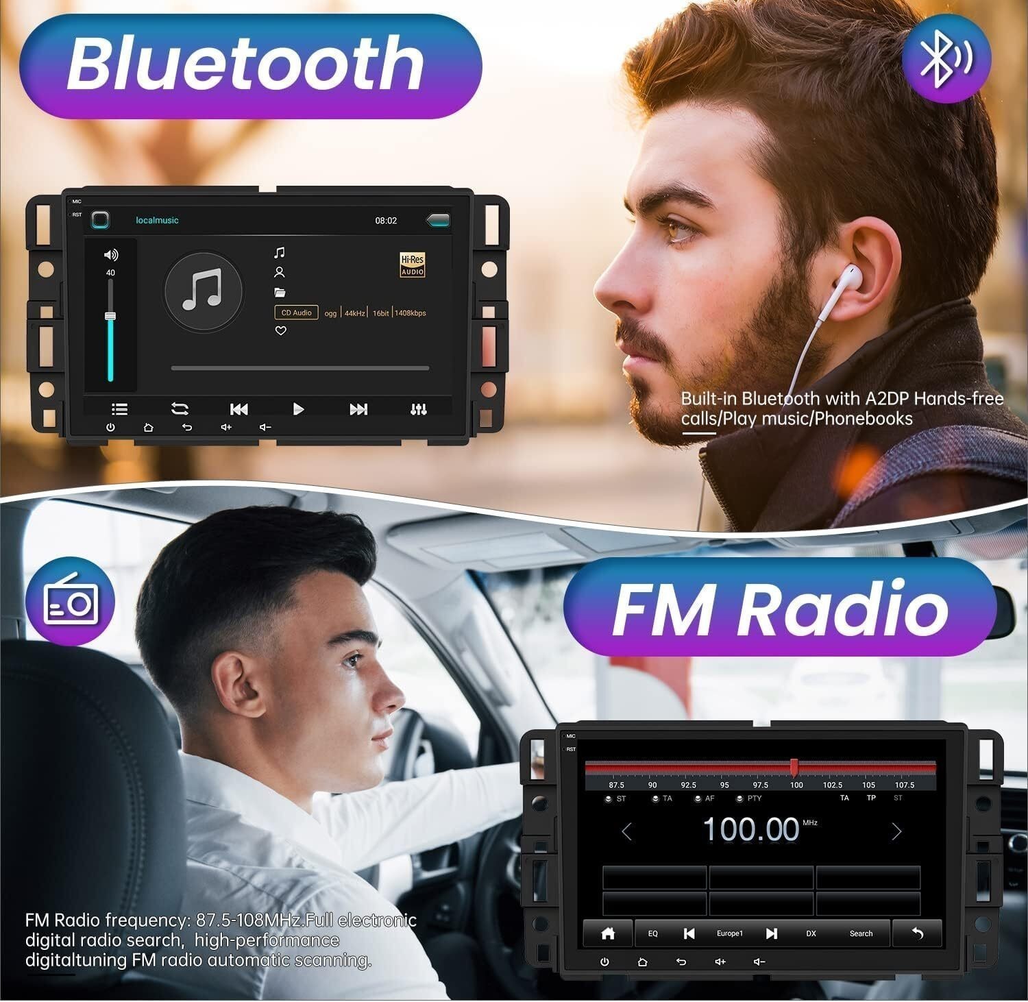 Car Radio Stereo Carplay For 2009-2012 Silverado GMC 4+64G 8in WiFi Mirror Link