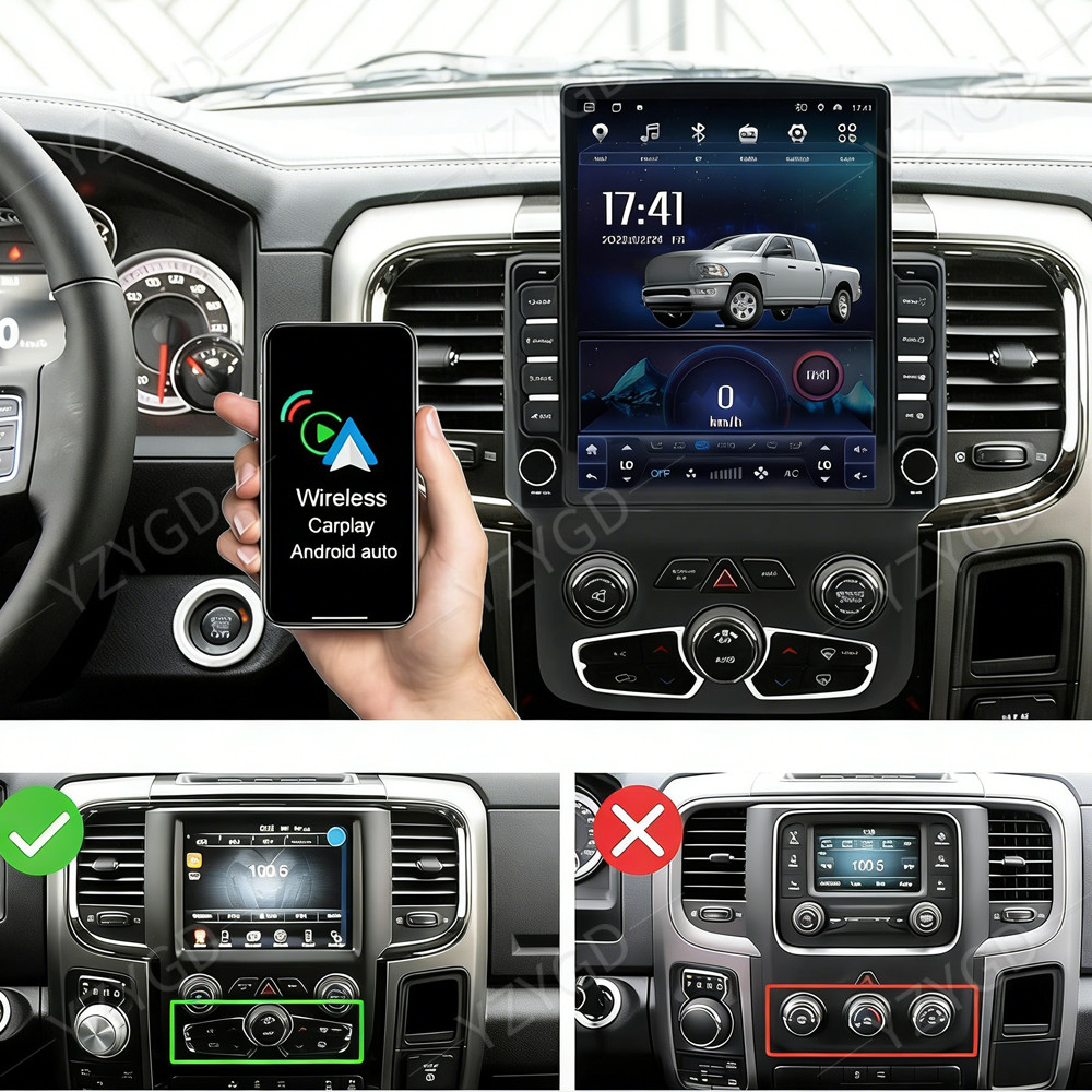 For Dodge Ram 1500 2500 3500 Car Radio Player Screen 2013-2018 Android CarPlay