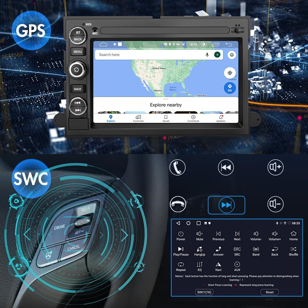 For F-250 F-350 Super Duty 2006-2014 Android 13 Carplay Stereo Radio 7″ GPS Navi