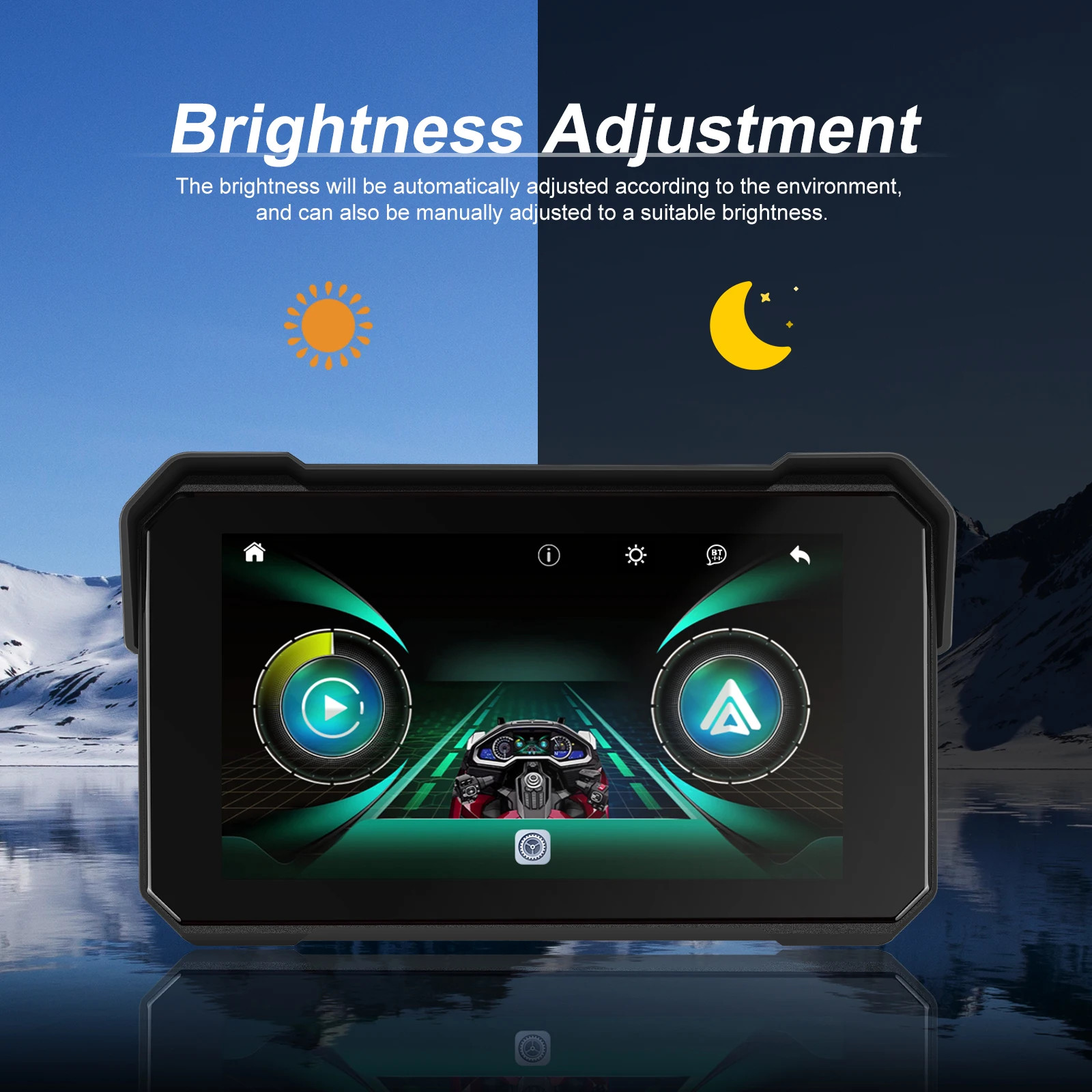 Podofo 5 ” IPS Screen Wireless Carplay Monitor for Motorcycle GPS Navigation…