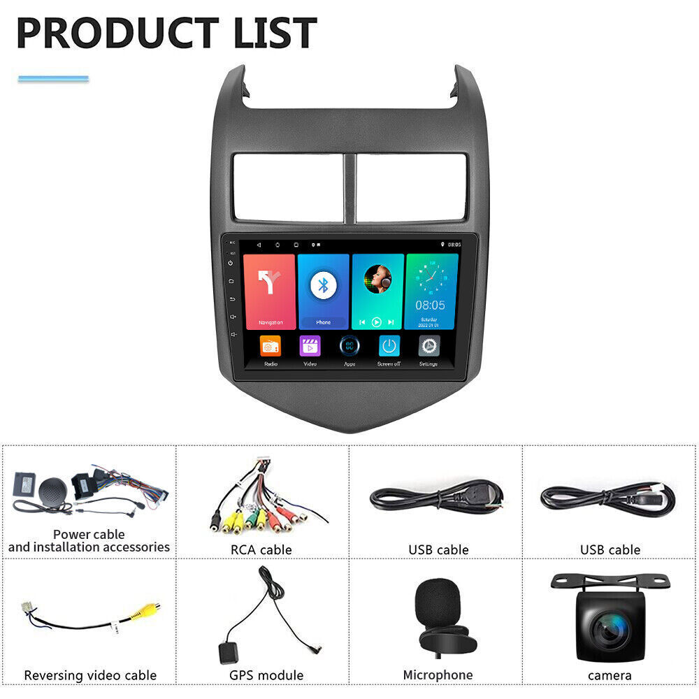 For Chevrolet Aveo Sonic 2012-2016 Car Stereo Radio Android 12 Carplay GPS NAVI