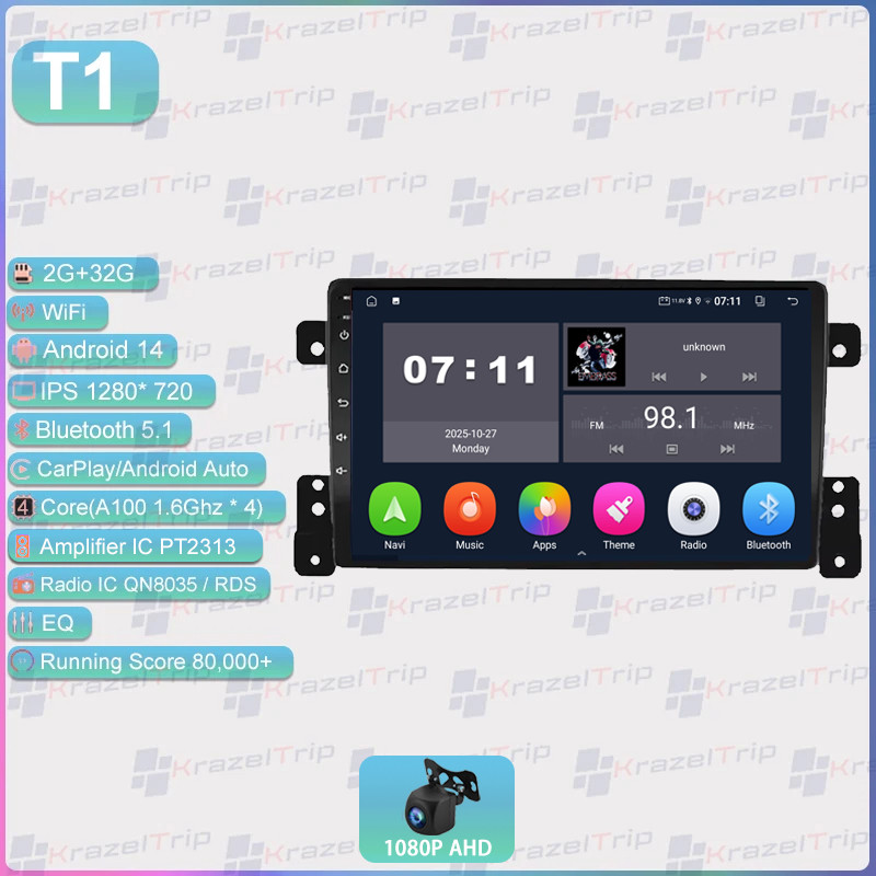 9 Inch 8 Core 64GB Car Radio for Suzuki Grand Vitara Escudo 2005 – 2015 Carplay