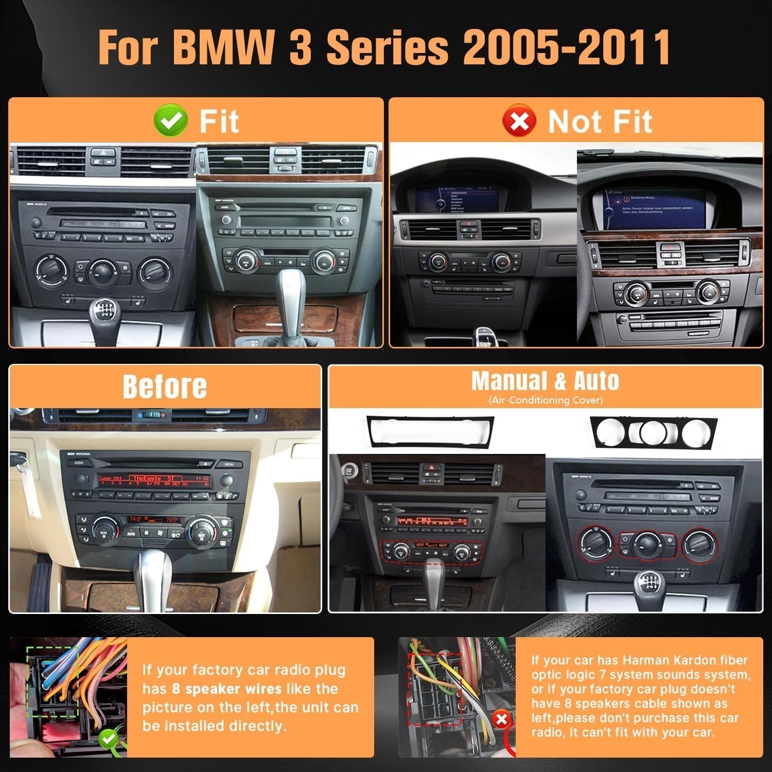 9 Inch Quad Core Head Unit For BMW E90 E93 2005-2011 CarPlay 4+64G US