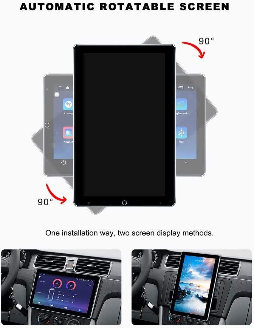 10.1″ Rotatable Android 15 Touch Screen Car Stereo Radio GPS WIFI BT Double 2DIN
