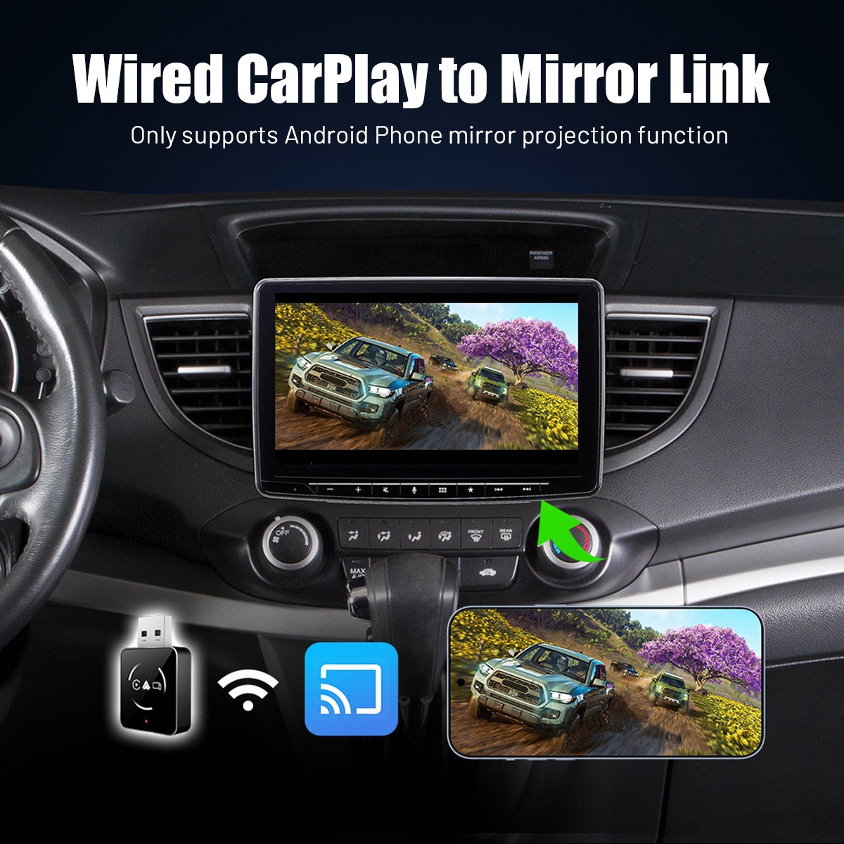 Wireless CarPlay Android Auto Adapter Dual USB Type-C Plug&Play 5G WiFi BT 5.2