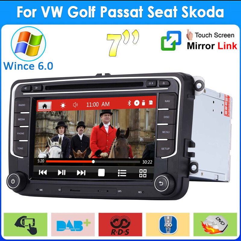 7″ Car Stereo for 2DIN VW GOLF 5 6 Passat Touran Polo GPS Sat Nav CD DVD RDS BTDAB+