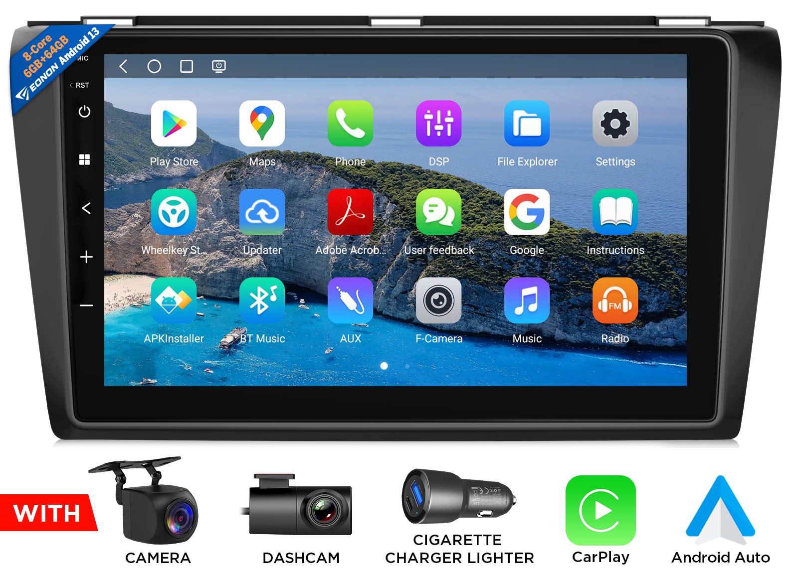 For mazda3 2004-2009 Android 13 9″ QLED 6+64 Car Stereo CarPlay Bose Support SWC