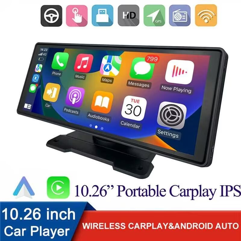 10.26″ IPS Touch Screen Car Radio Apple CarPlay Android Auto Portable Stereo RVC