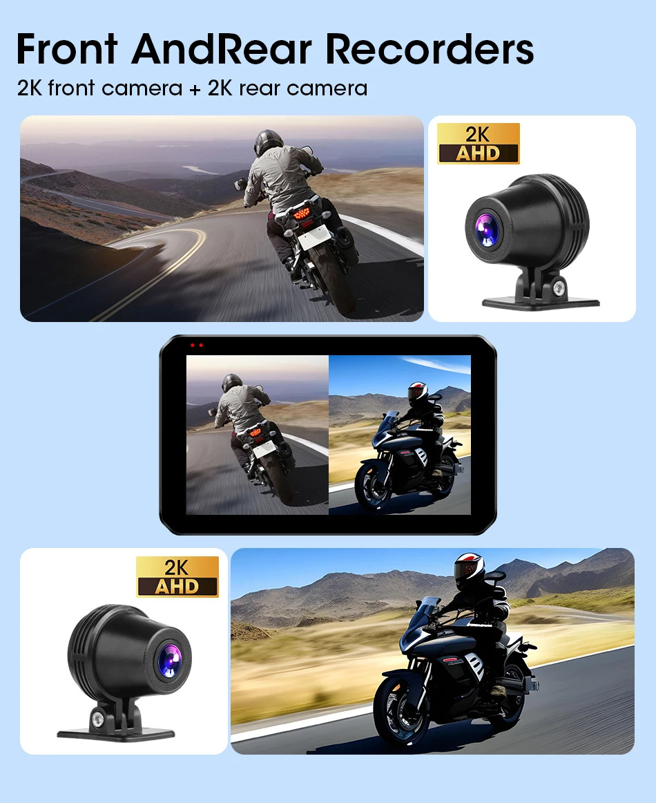 5.5 inch Carplay For Motorcycle 2K HD DVR GPS Navigation Wireless Android Auto
