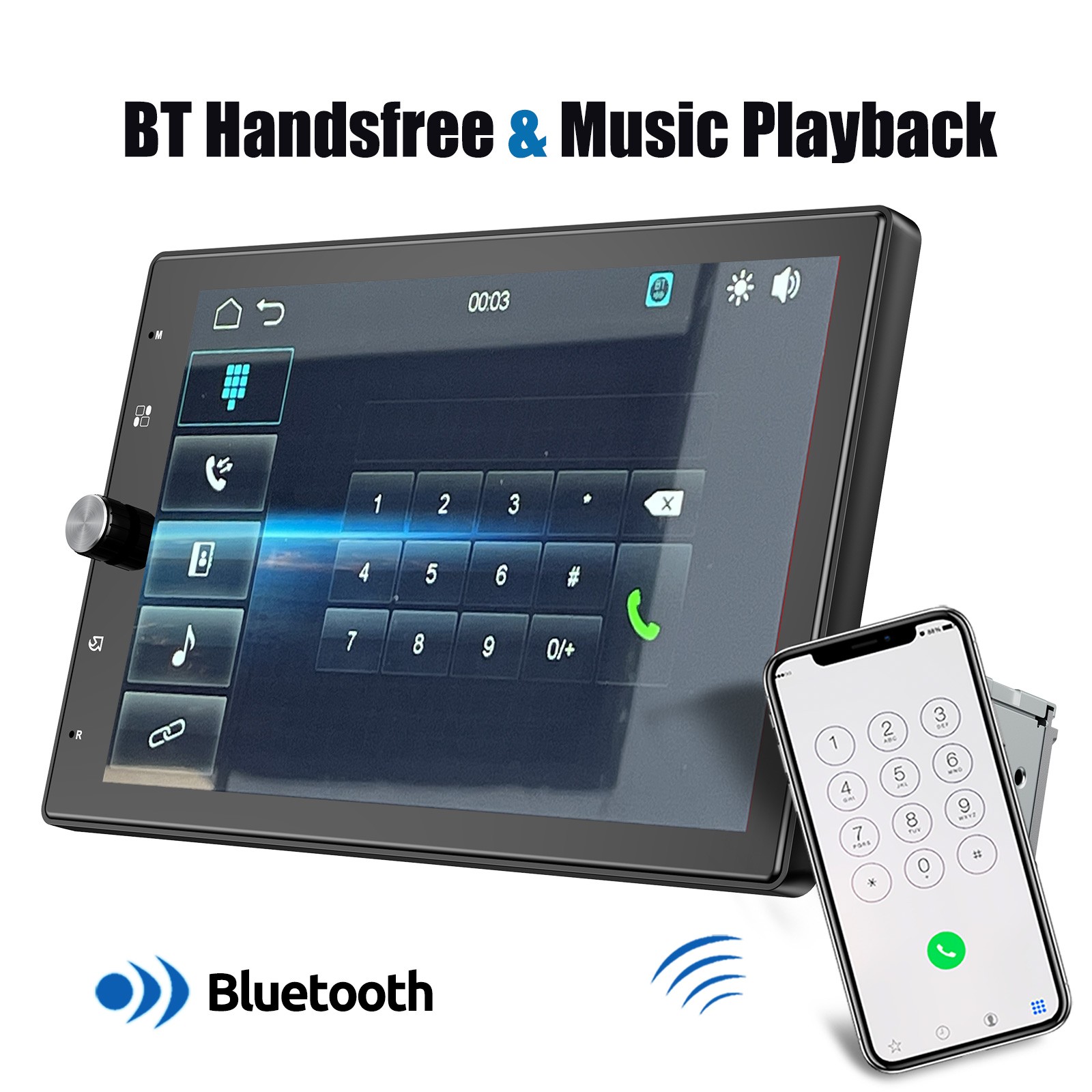 1 DIN 10.4″ Wireless Apple Carplay Car Stereo Head Unit Rotatable Screen Radio