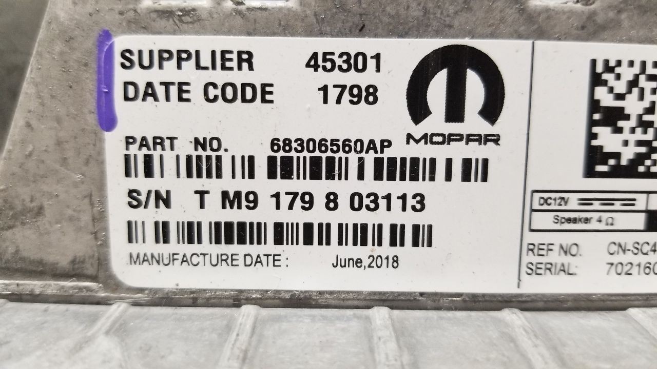 18 DODGE DURANGO SRT 392 RADIO RECEIVER HEAD UNIT DISPLAY SCREEN 68306560AP