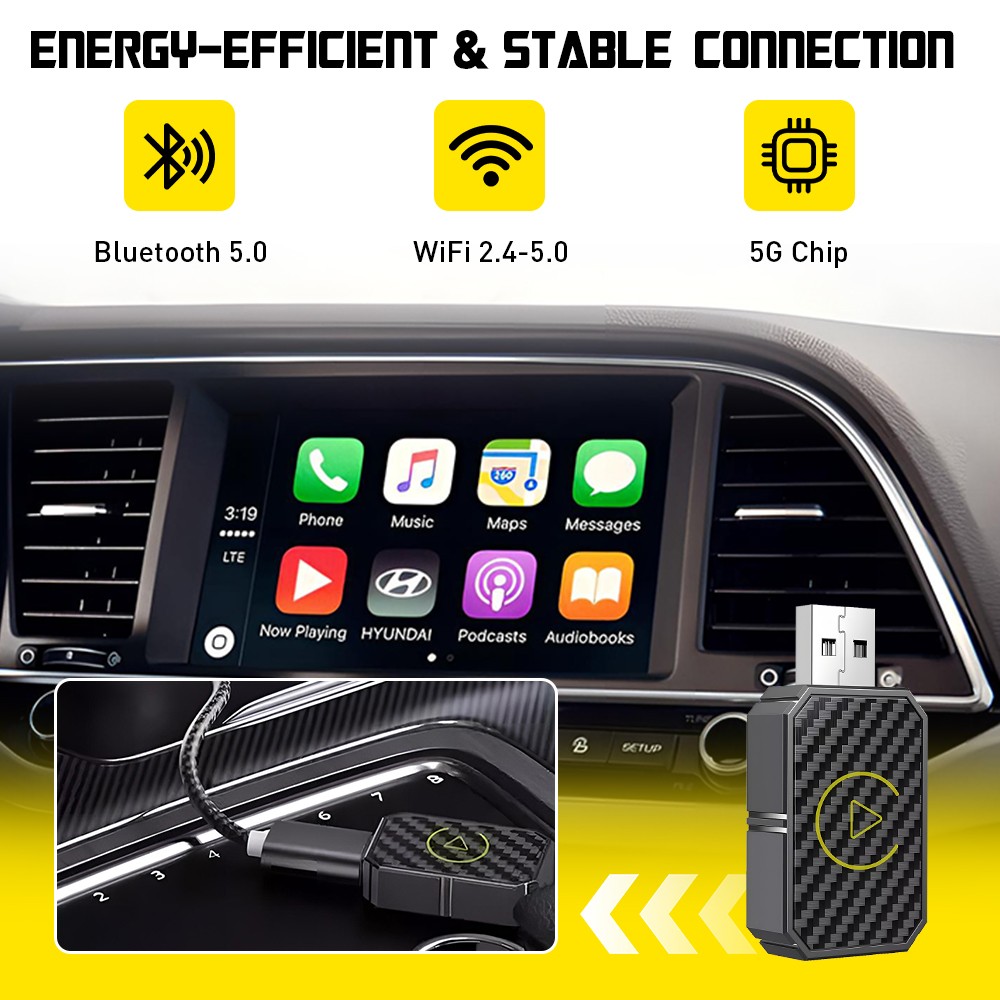 Auto Car Play Wireless Adapter CarPlay Dongle Fits iPhone IOS-/Android Plug&Play