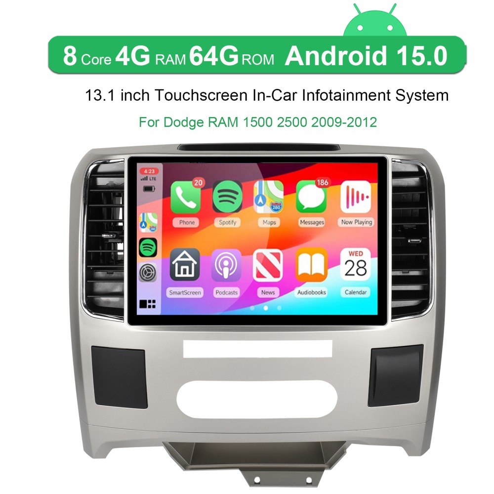 13.1” Carplay For Dodge RAM 1500 2500 2009-2012 Android 15 Car Radio GPS 4+64GB