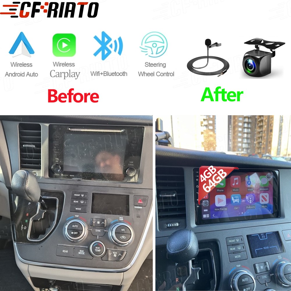 4+64GB Android 15 For Toyota Sienna 2015-20 JBL CarPlay Car Radio Stereo GPS Cam