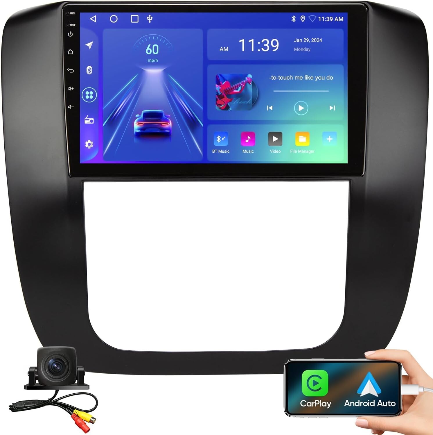 2+64G Car Stereo Radio 9″ TScrn head unit FOR GMC Yukon Tahoe Suburban 2007
