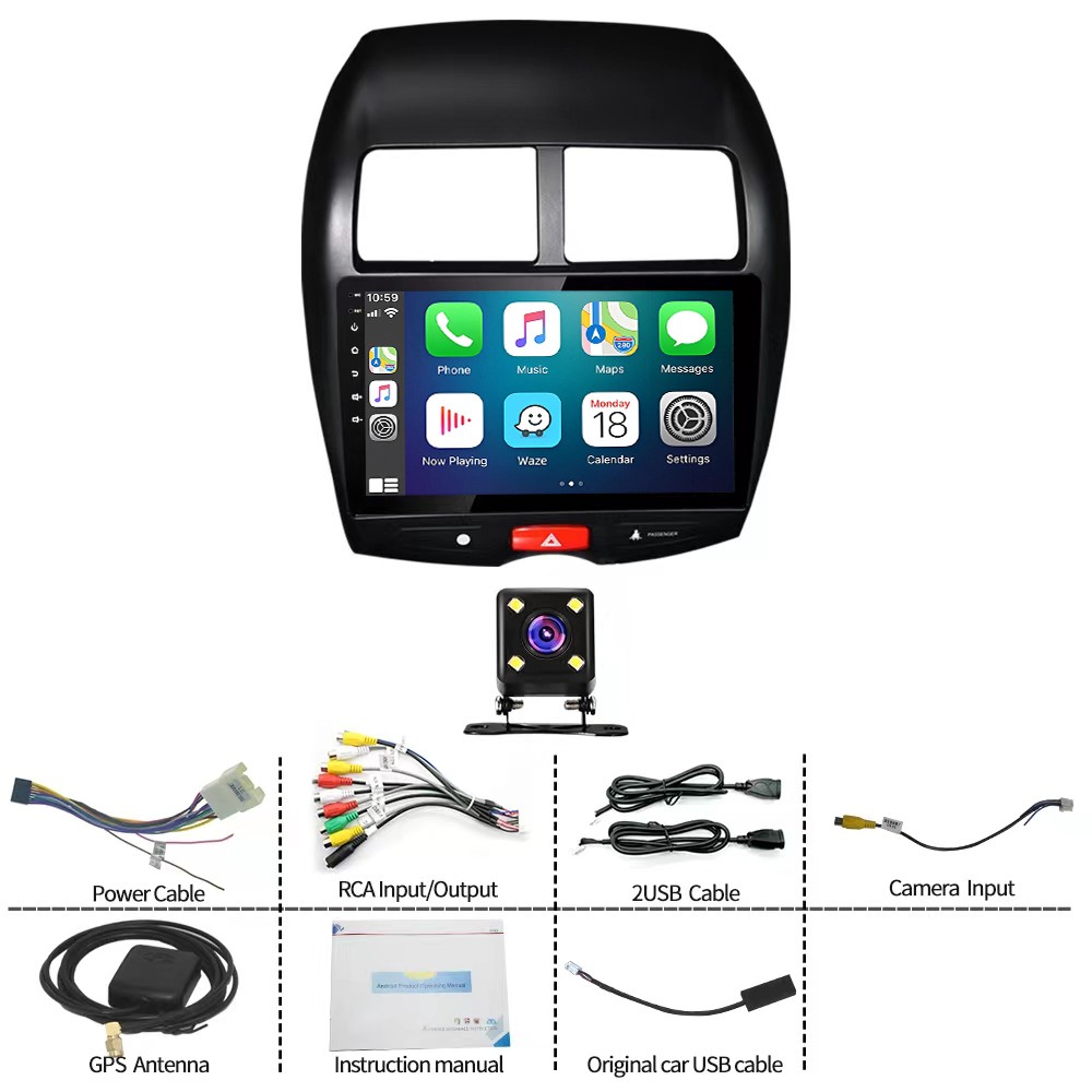 Car Stereo Radio GPS Navi WiFi Android 15 Carplay For Mitsubishi ASX 2010-2017