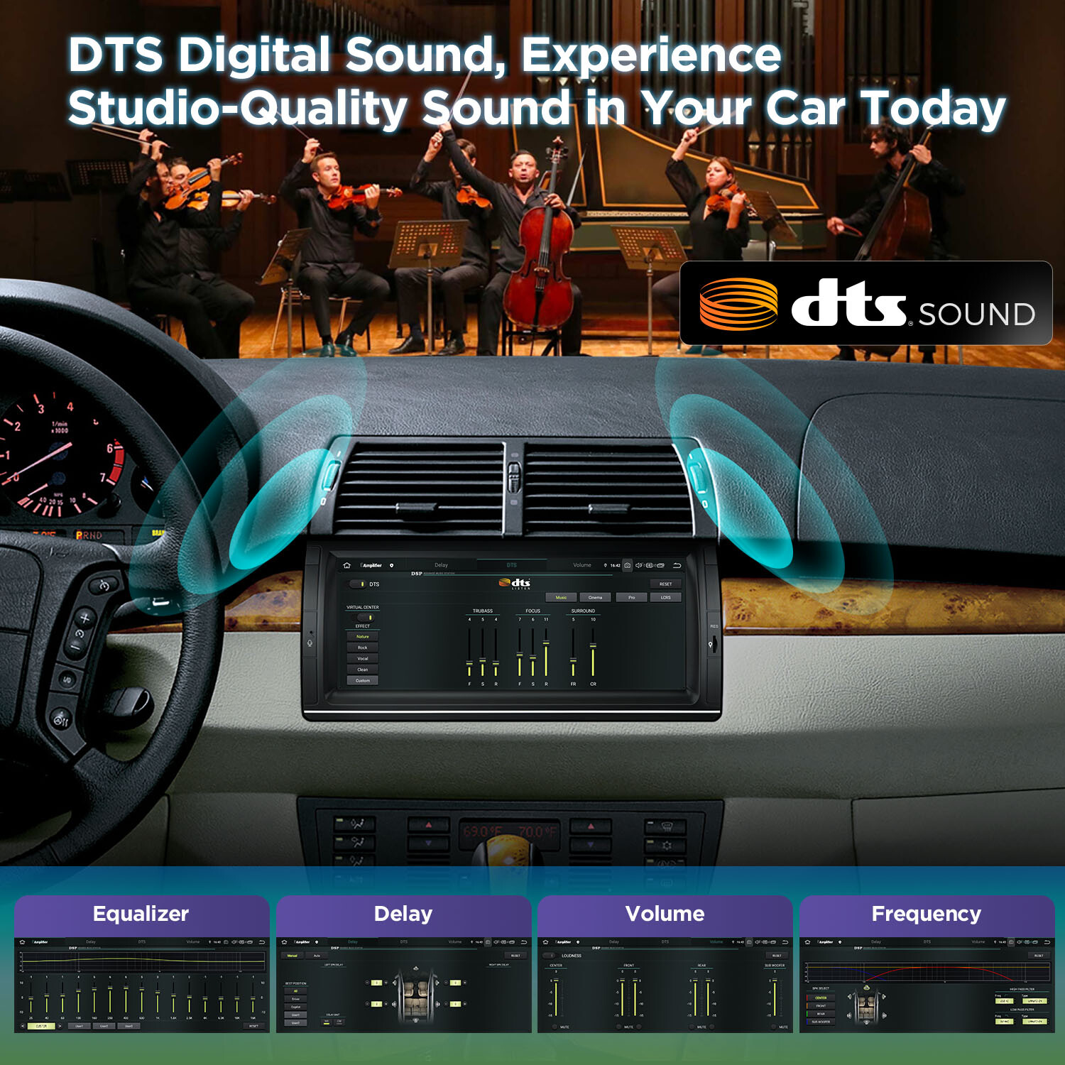 10.25″ QLED Android 14 8-Core 8+256GB Car Stereo Radio GPS For BMW X5 E53 DTS 4K