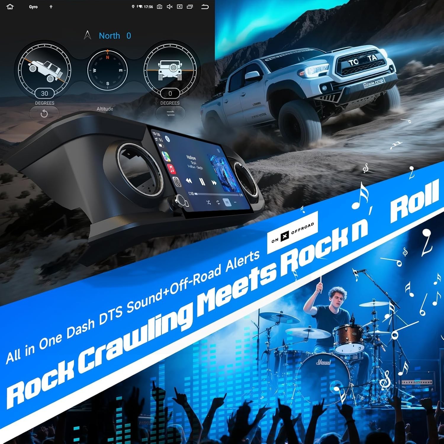 Dasaita Car Stereo for Toyota Tacoma 2016-2023 CarPlay WiFi GPS Navigation Gray
