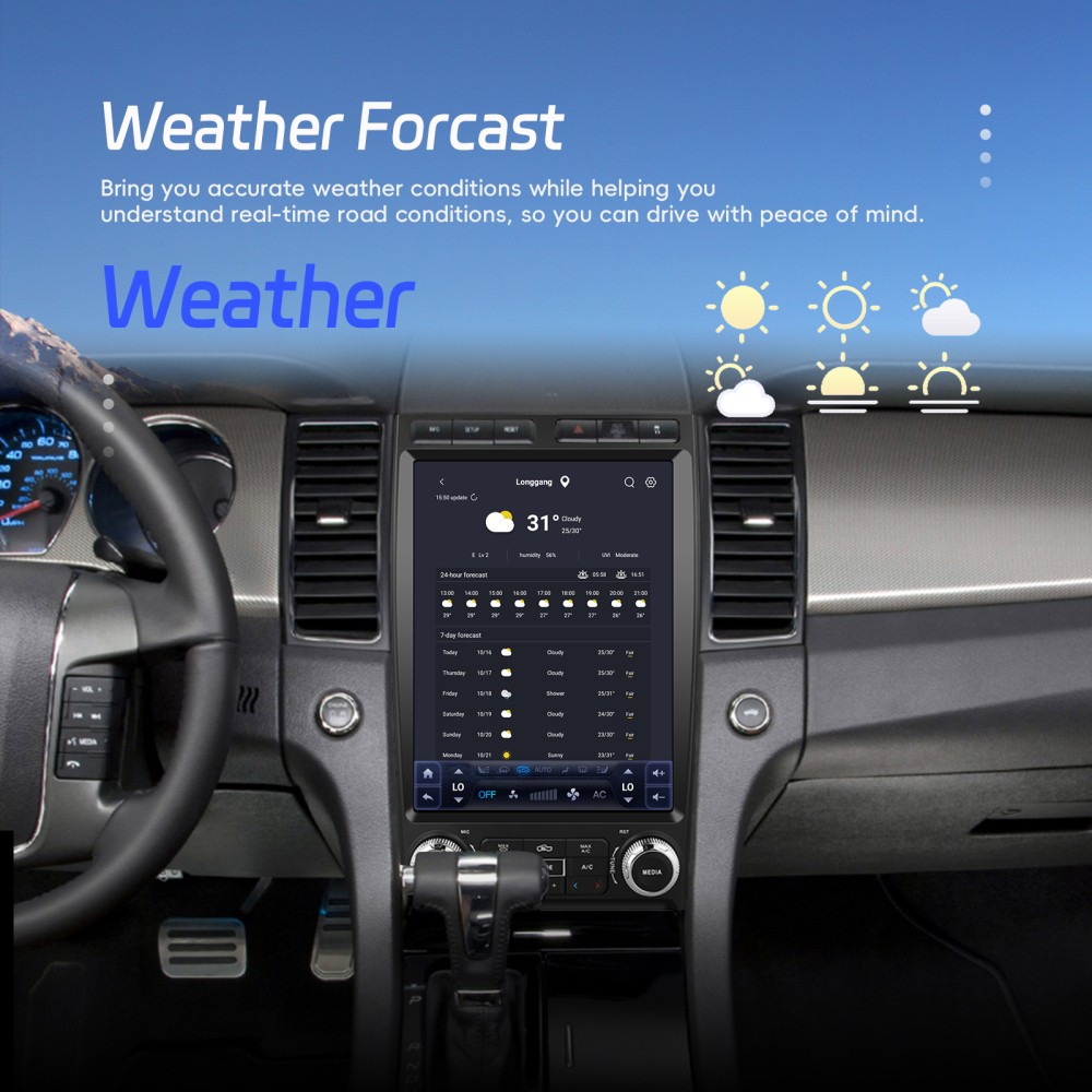 12.1″ 4+64GB Android 15 Carplay Tesla Car Stereo Radio For Ford Taurus 2010-2012