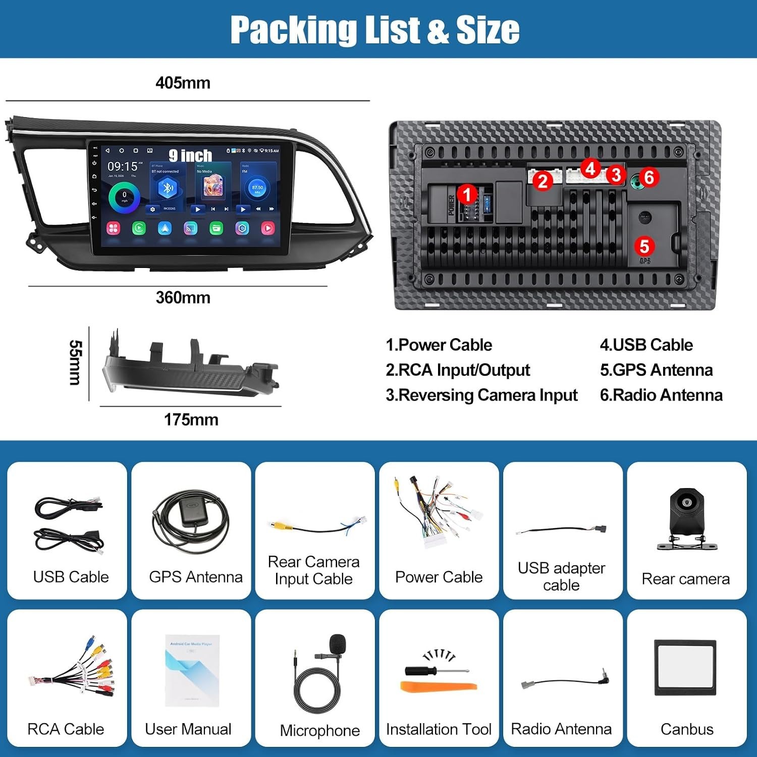 SIXTOP 4G+64G Android Car Stereo for Hyundai Elantra 2019 2020 Wireless CarPl…