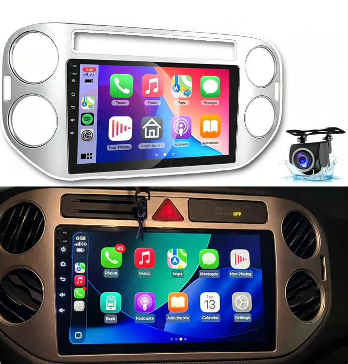 For VW Tiguan 2009-2017 Car Stereo Apple CarPlay Android 15 Radio GPS Navi + Cam