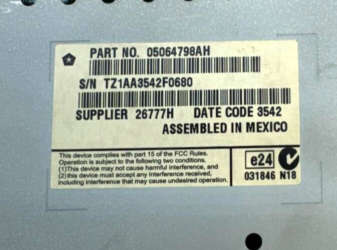 Dodge Charger Chrysler 300 Radio Touch Display Screen 11–14 8.4” OEM 05064798AH
