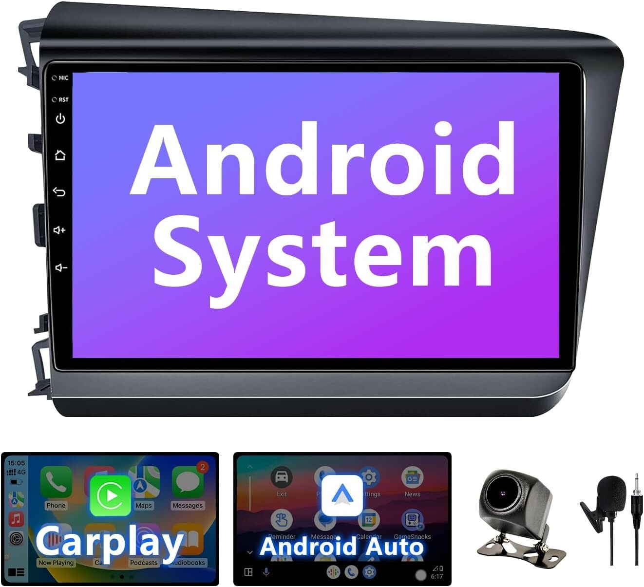 Car Radio Stereo for Honda Civic 2012-15 9 ” Head Unit TScrn W/L CarPlay An