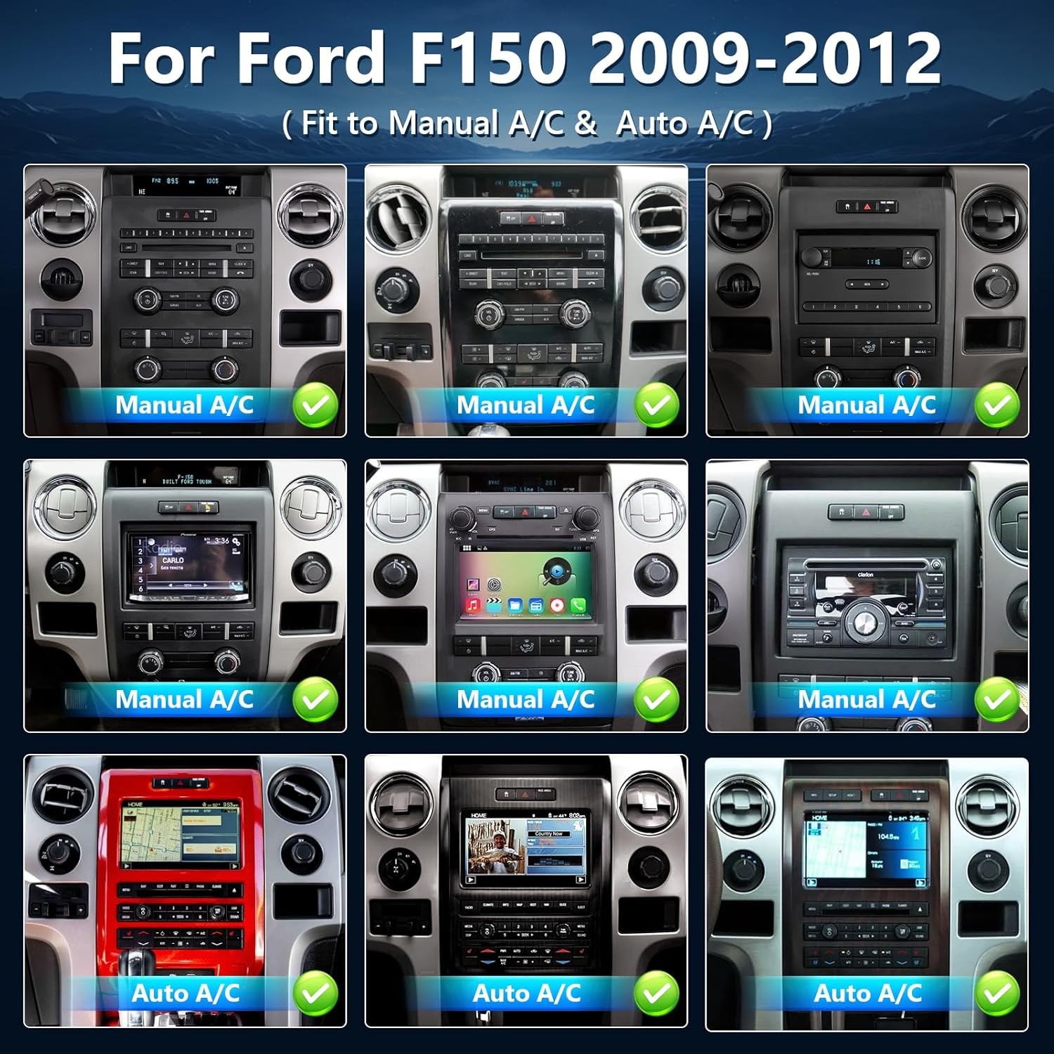 10” For 2009-2012 Ford F150 WiFi Apple Carplay Radio Android 15 FM RDS GPS AHD
