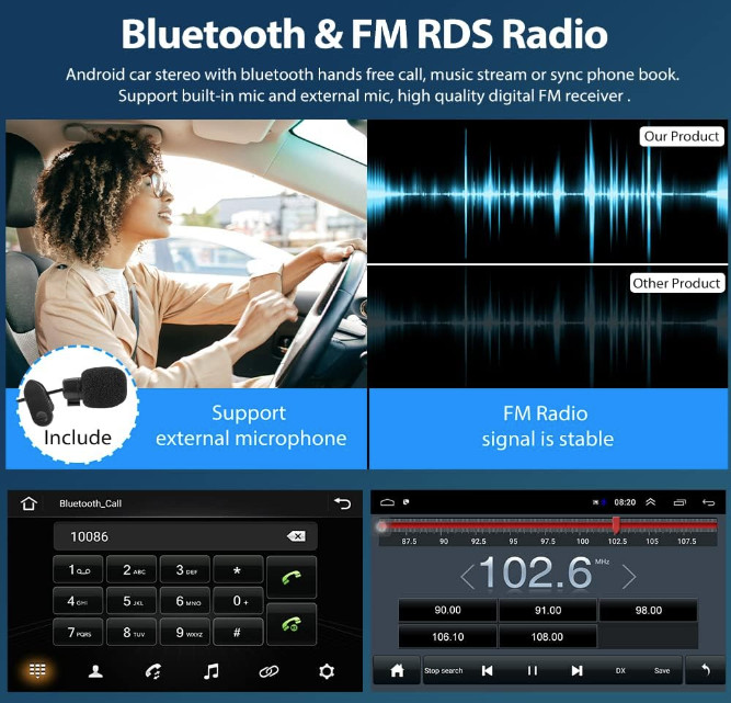 10.1″ Double 2 Din Car Radio Android 13 GPS WIFI BT Carplay Touch Screen Stereo