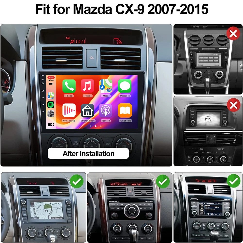 10.1″ Android 15 Car Radio Stereo GPS Navi WIFI Carplay For Mazda CX-9 2007-2015