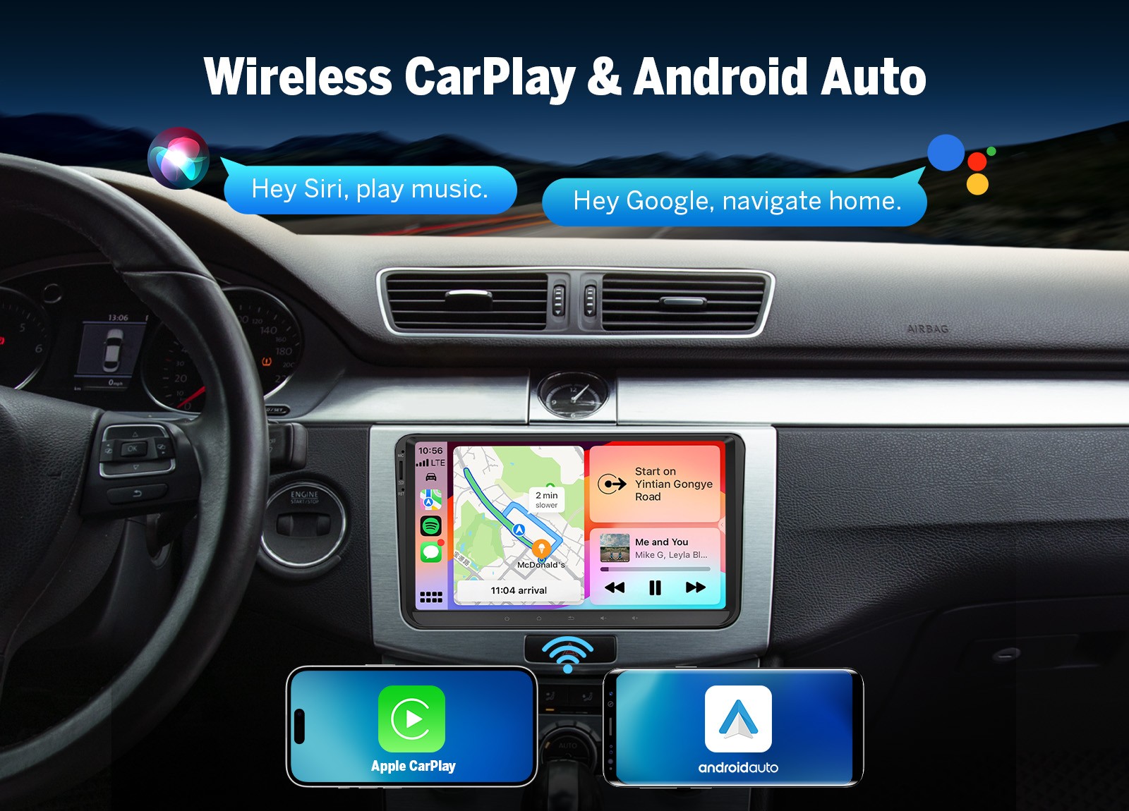 9″ QLED 6+64 Android Auto for VW Passat B7 2010-2014 Car Radio CarPlay DSP Audio