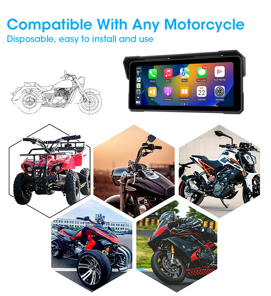 5/6.86/7/8.1 inch Digital Motorcycle Dashboard Motorcycles Carplay GPS
