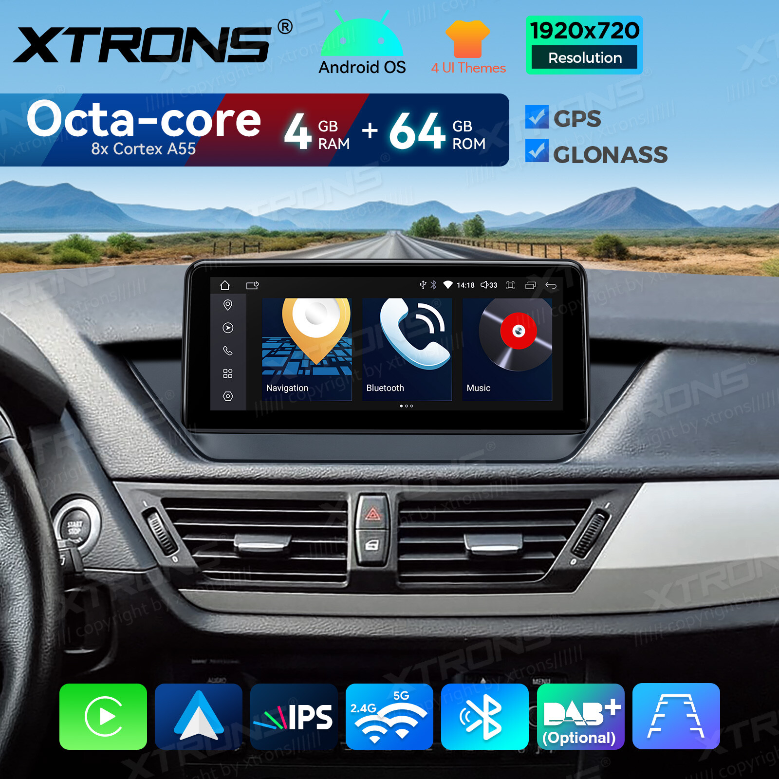 For BMW X1 E84 No Original Display Android 14 Car GPS Navi Stereo 8Core 4+64GB