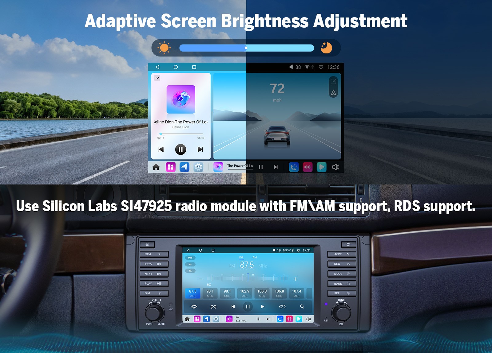 7″ QLED 6+64 Android 14 GPS Sat Nav Car Stereo CarPlay DSP for BMW E39 528i 530i
